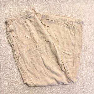 Chic Cream Wide Leg Women's Linen Pants